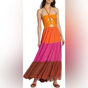 FARM Rio Women's Colorblocked Halter Maxi Dress